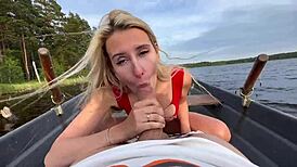 Amateur couple's funny outdoor boat sex