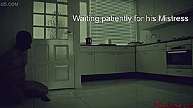 Hey, mistress dominates husband with chastity and stockings in homemade cuckold reality