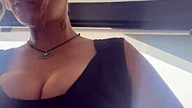 blonde gym runner exposes big tits outdoors after intense workout gets horny and wet