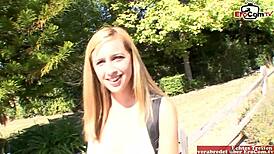 Blonde Slut With Small Tits Picked Up On Street For Naughty Pussy Fuck And Belly Cumshot