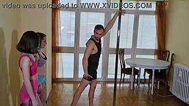 I Give Pole Dance Class To My Two Students And We Fuck