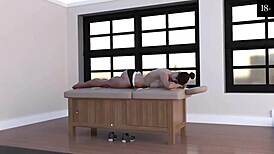 Cute nurse joins a wild ffm threesome with patient in steamy session.