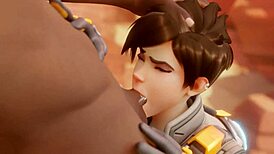 Tracer Pays Bet With Blowjob And Cumshot