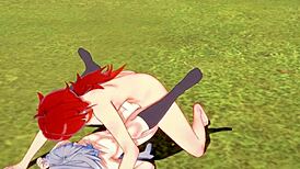 razor and diluc clash in intense bareback anime action