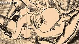 vintage erotic illustration sparks old-school charm in anime style