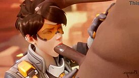 Tracer Pays Bet With Blowjob And Cumshot