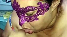 Watch this mature BBW puta jerking and milking cock in lingerie