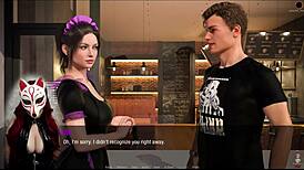 Kate 8: Brunette Maid in Stockings Flashes Big Tits Outdoors