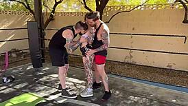 Bi MMF Threesome with Girl Boxer Banging Two Huge Cocks Hard