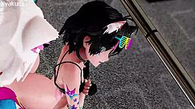 futa babe with huge tits and ass gets lewd in the gym with monster cock 😈💦