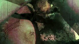 Vintage taboo scene with hairy pussy bent over doggystyle outdoors