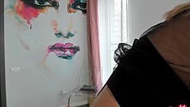 LOOK at this SEXY lingerie BLONDE with BIG tits CLOSEUP!