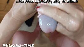 Mr Blue Mushroom Head Cock Gets Milked Hard Milking-Time