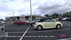 Great tits and ass on this wild blonde flasher showing off in public!