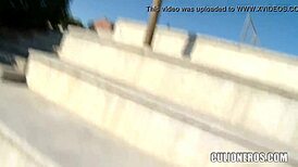 cute girl bent over and fucked in public outdoor blowjob