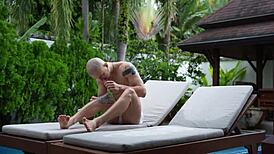 slippery paradise fucking in the wild downpour with cute riding and cum