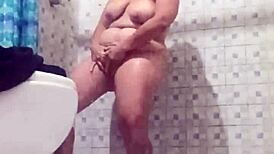 Hidden Camera in Shower Catches My Mature Stepmom Naked
