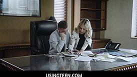 hey, wanna see this big tits blonde milf freeused at work?