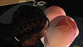 second life black stud bangs latina chick hard in wild nightclub scene