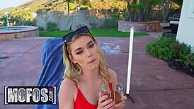 Charles Dera and Anny Aurora influence her by the pool with hot action 😎