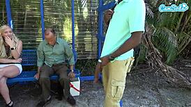 Massive BBC flashes at public bus stop, wanna see it?