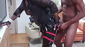 Mature tranny goes wild for huge BBC in tight ass action.