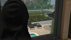 Neighbor Enjoys Bimbo Stepmom's Big Tits and Masturbation by the Pool in Fantasy Roleplay