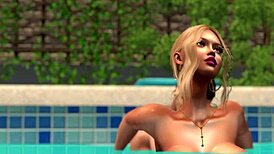 Neighbor Enjoys Bimbo Stepmom's Big Tits and Masturbation by the Pool in Fantasy Roleplay
