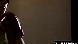 i watch athletic brunette masturbate in the boxing gym