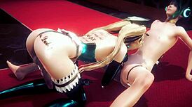 yaoi femboy mizu gives blowjob then sits on chair for bareback creampie with monster cock