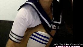 Big Ass School Girl Rides Dildo on Live Cam