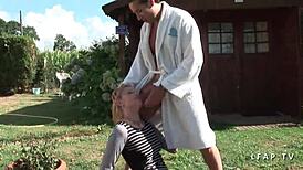 cindy picardie gets deeply assfucked in the garden under the open sky