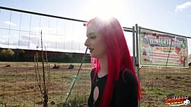 hey, wanna see skinny redhead teen kimkaty ride in her first casting?