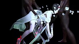 我不敢相信两个BBC家伙在3D动画244中钻我的大奶妹