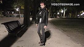 skinny teen 18+ goes through porn casting interview with dildo and toys