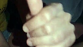 Wife Jerks Friend's Cock To Cumshot On Mommy's Bed Outdoors