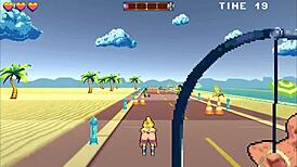 Roller babe engages in outdoor BDSM with muscular guys