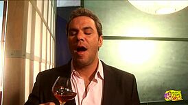 Virtual lesbians eat pussy on leather sofa