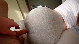 Caught my step sister while jerking off. Ended up fucking her through torn leggings!