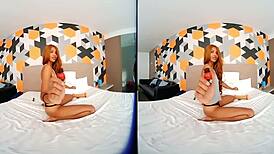 Fat porn star gets horny in 3D VR!