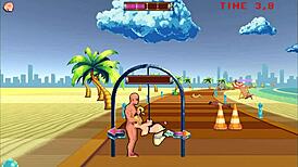 Roller babe engages in outdoor BDSM with muscular guys