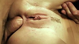 Brunette takes hard double penetration in wild 3-way anal.