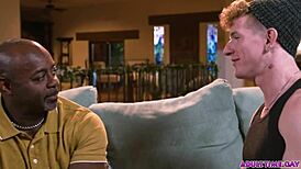 black old man breaks in redhead twink's tight virgin hole tonight.