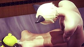 Yaoi Femboy Vocaloid Len in Blowjob and Doggystyle Action