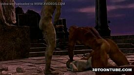 3D Cartoon Zombie Babe Double Teamed Outdoors Fantastically