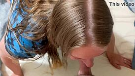 Blonde slut gets filmed in doggystyle fucking after her show trailer