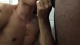 hooking up with sneaky guy at train station, sucking big black cock