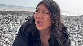 met peruvian prostitute on beach, she drank my cum