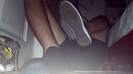 Blue Sweaty Socks And Barefeet Featuring Cumshot