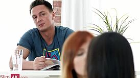 Mia Kiss & Emily Red - Wild Teens Ride and Kiss in FFM Threesome